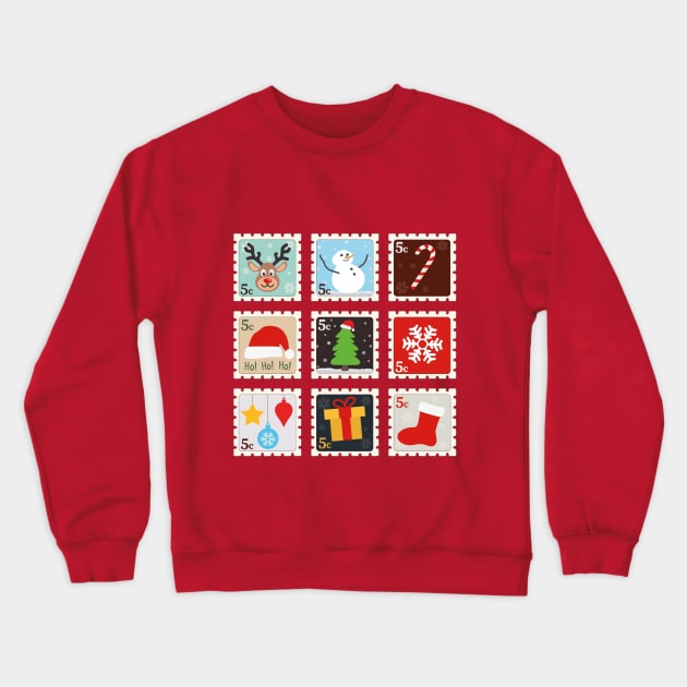 Christmas Stamps | Gift Ideas | Cute Design Crewneck Sweatshirt by Fluffy-Vectors